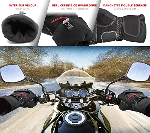 Gants Moto Hiver Chaud Homologué pour Femme Homme Multi-Renfort Protection